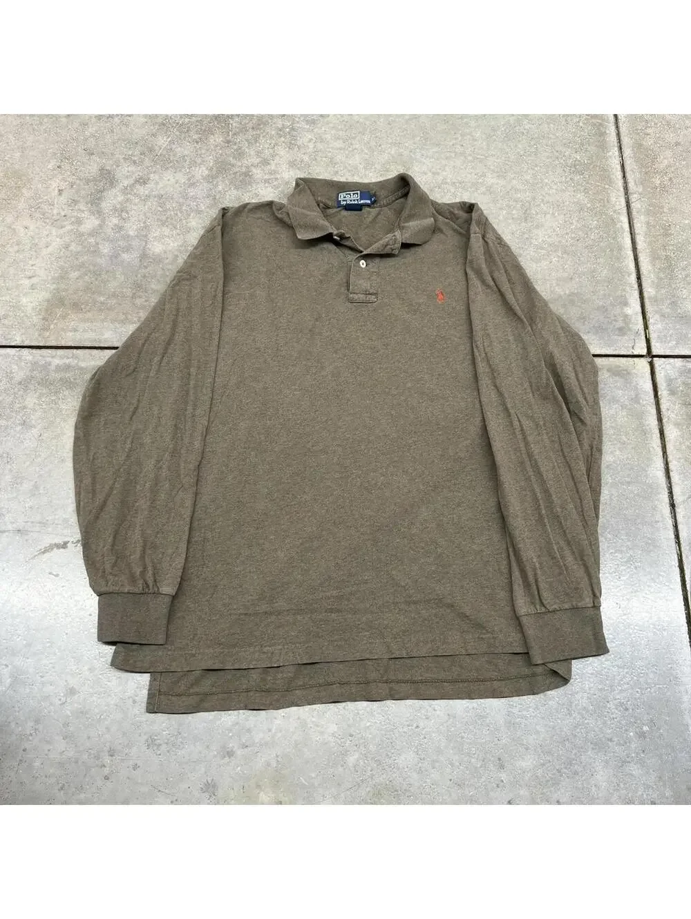vintage polo ralph lauren olive green small logo rugby polo shirt size xl